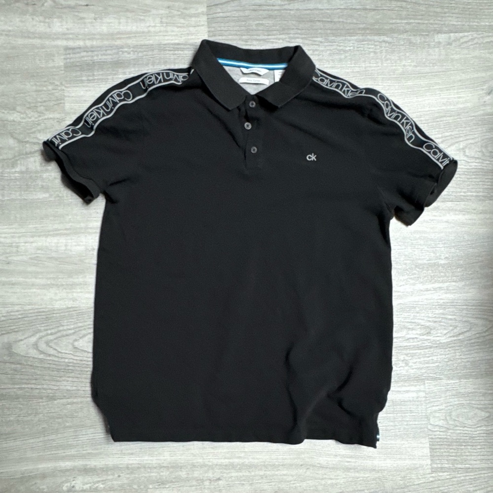 Calvin Klein Black Polo with Logo Trim